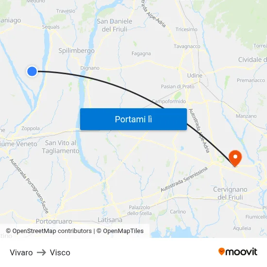 Vivaro to Visco map