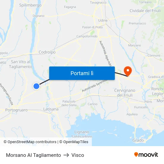 Morsano Al Tagliamento to Visco map