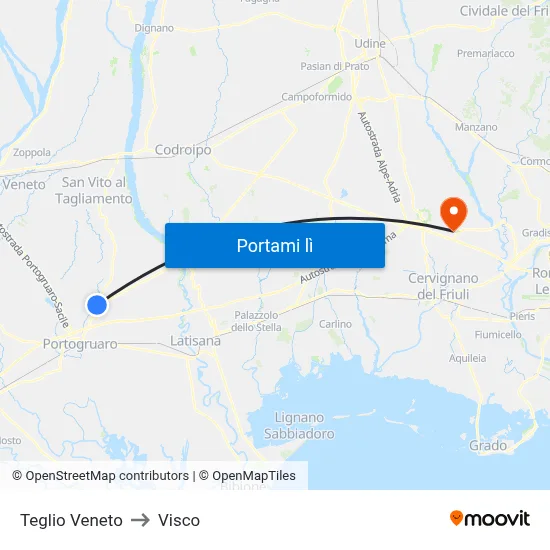 Teglio Veneto to Visco map