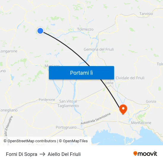 Forni Di Sopra to Aiello Del Friuli map