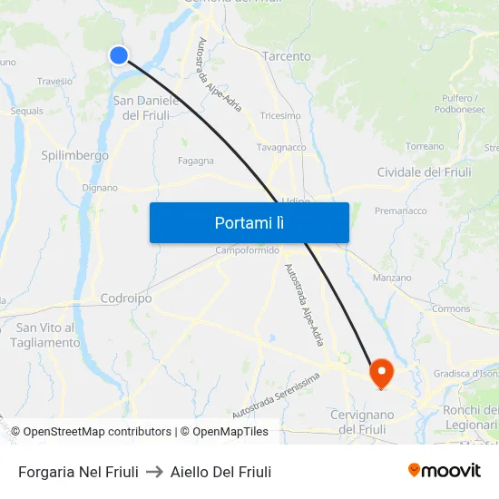 Forgaria Nel Friuli to Aiello Del Friuli map