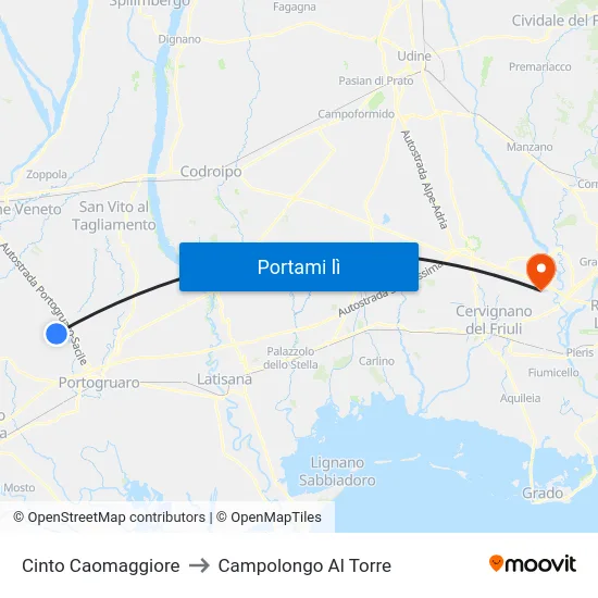Cinto Caomaggiore to Campolongo Al Torre map