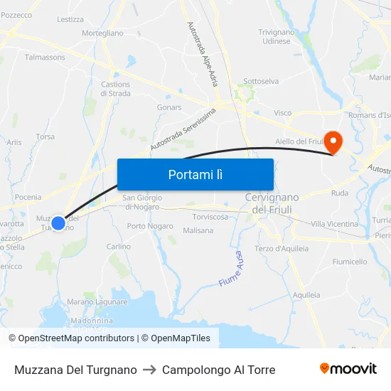 Muzzana Del Turgnano to Campolongo Al Torre map