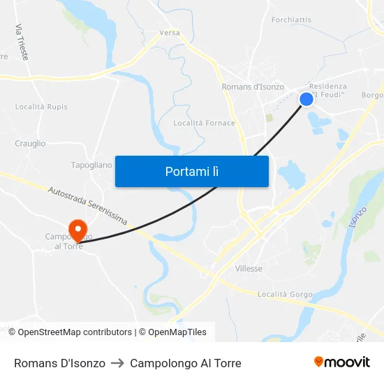 Romans D'Isonzo to Campolongo Al Torre map
