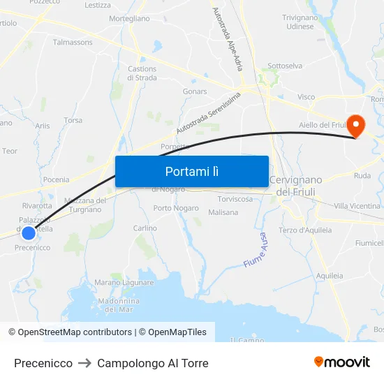 Precenicco to Campolongo Al Torre map