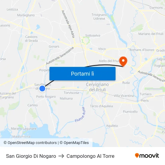 San Giorgio Di Nogaro to Campolongo Al Torre map