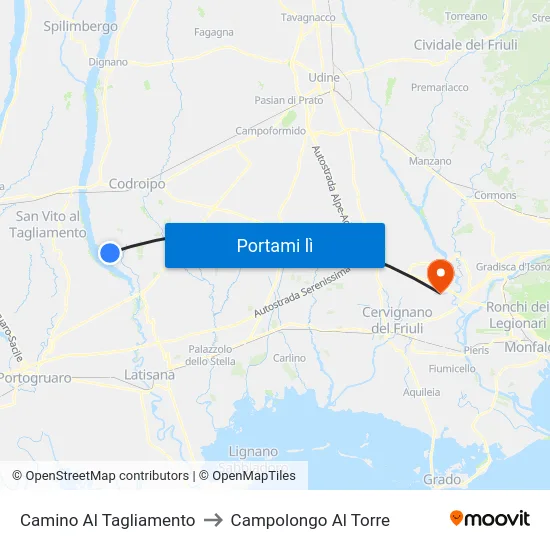 Camino Al Tagliamento to Campolongo Al Torre map