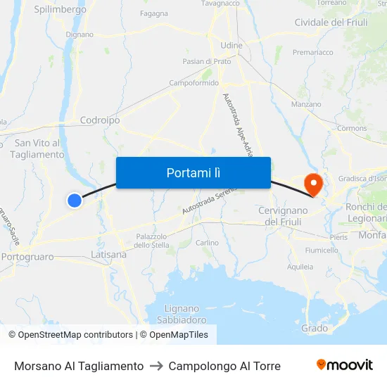 Morsano Al Tagliamento to Campolongo Al Torre map