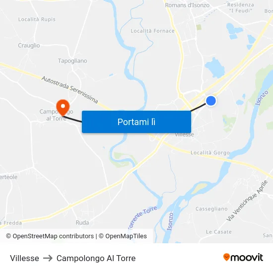 Villesse to Campolongo Al Torre map