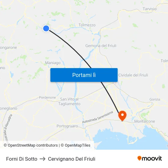 Forni Di Sotto to Cervignano Del Friuli map