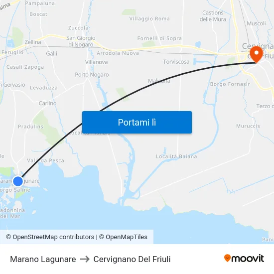 Marano Lagunare to Cervignano Del Friuli map
