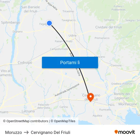 Moruzzo to Cervignano Del Friuli map