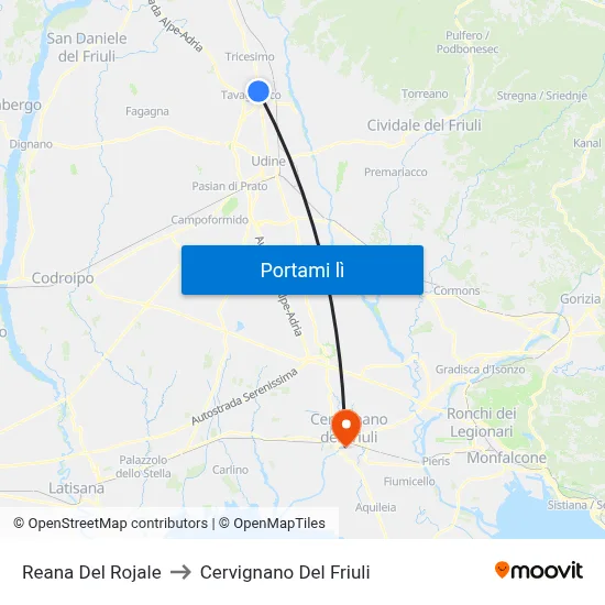 Reana Del Rojale to Cervignano Del Friuli map