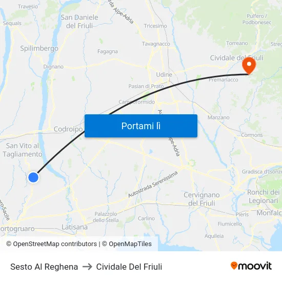 Sesto Al Reghena to Cividale Del Friuli map