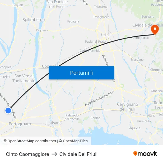 Cinto Caomaggiore to Cividale Del Friuli map
