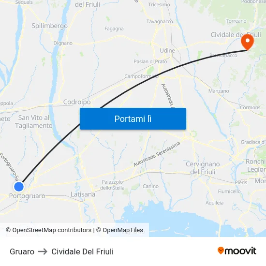 Gruaro to Cividale Del Friuli map