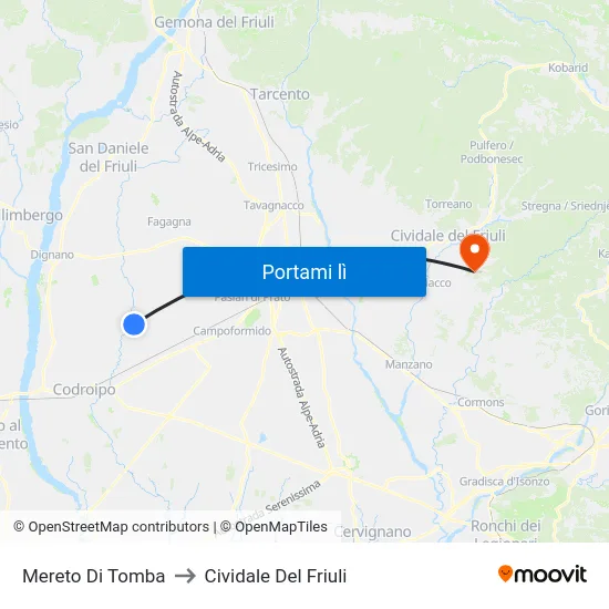 Mereto Di Tomba to Cividale Del Friuli map