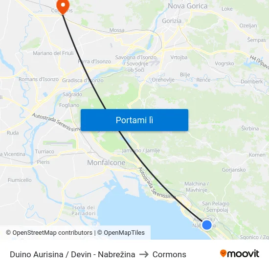 Duino Aurisina / Devin - Nabrežina to Cormons map