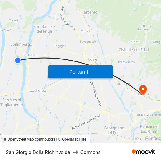 San Giorgio Della Richinvelda to Cormons map