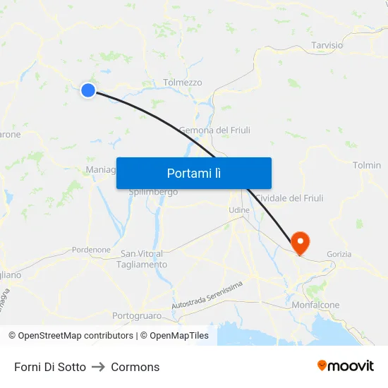 Forni Di Sotto to Cormons map