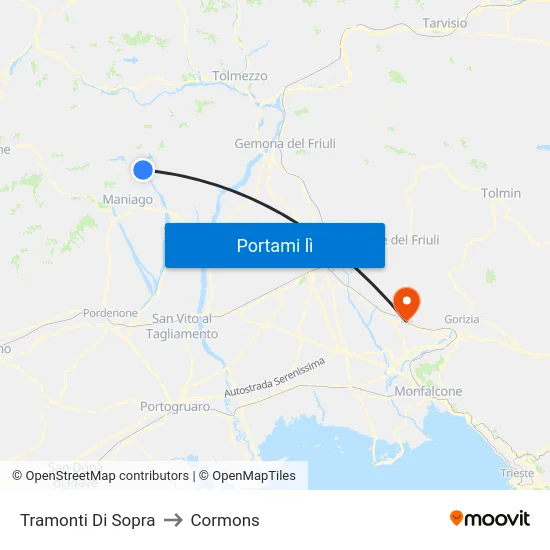 Tramonti Di Sopra to Cormons map