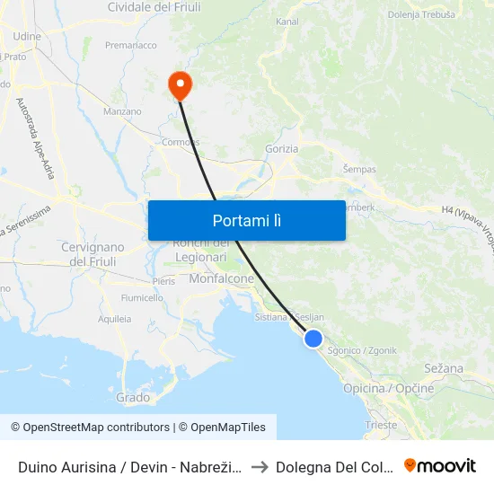 Duino Aurisina / Devin - Nabrežina to Dolegna Del Collio map