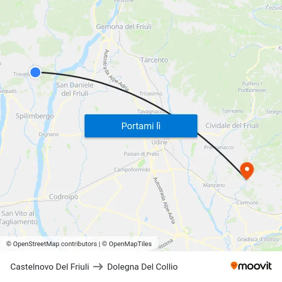 Castelnovo Del Friuli to Dolegna Del Collio map