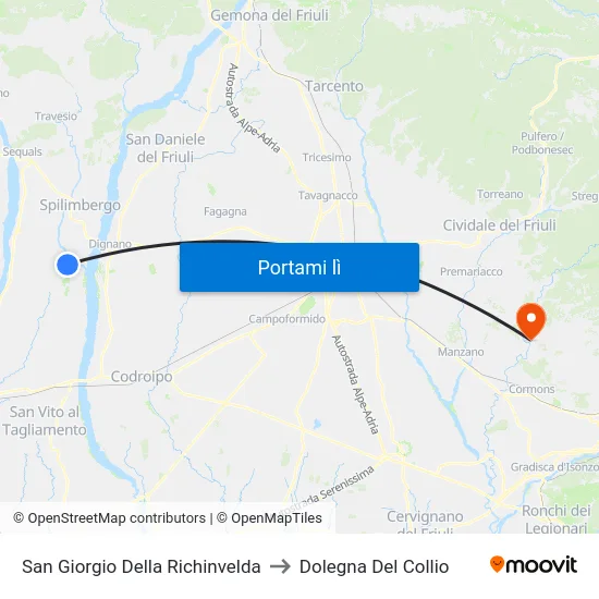 San Giorgio Della Richinvelda to Dolegna Del Collio map