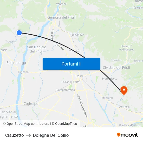 Clauzetto to Dolegna Del Collio map