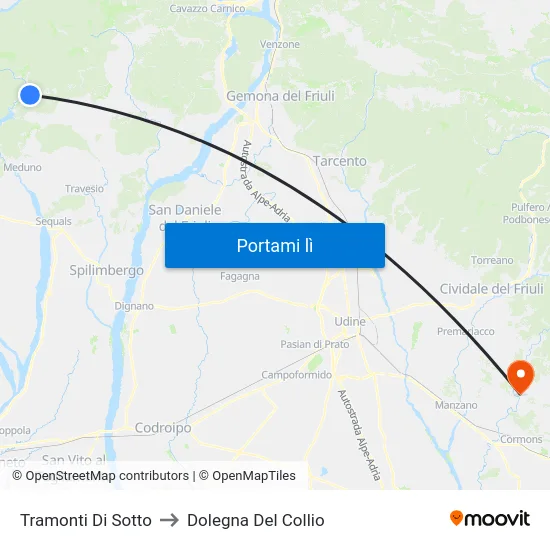 Tramonti Di Sotto to Dolegna Del Collio map