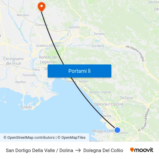 San Dorligo Della Valle / Dolina to Dolegna Del Collio map