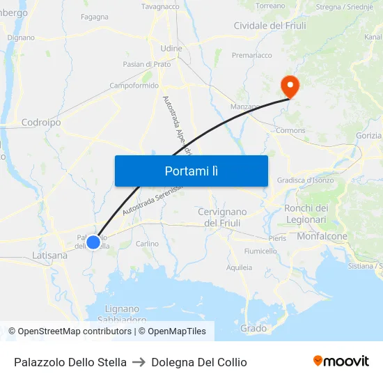 Palazzolo Dello Stella to Dolegna Del Collio map