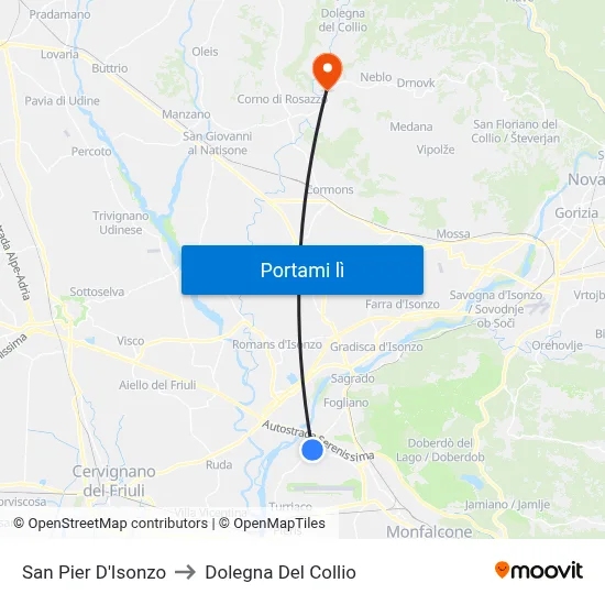 San Pier D'Isonzo to Dolegna Del Collio map