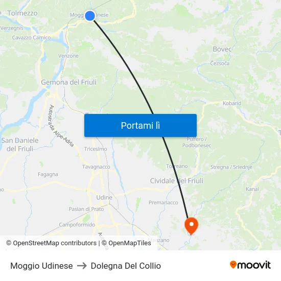 Moggio Udinese to Dolegna Del Collio map
