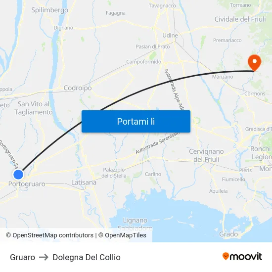 Gruaro to Dolegna Del Collio map