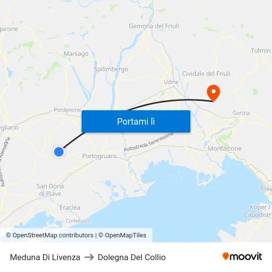 Meduna Di Livenza to Dolegna Del Collio map