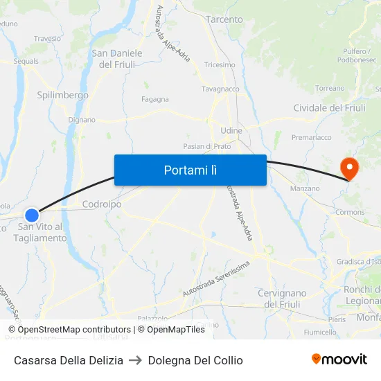 Casarsa Della Delizia to Dolegna Del Collio map