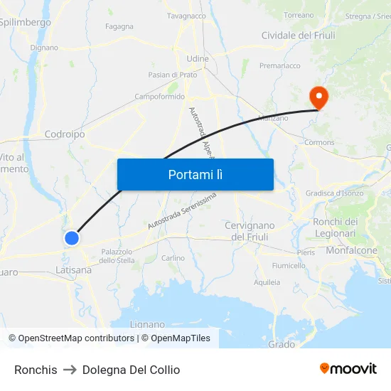 Ronchis to Dolegna Del Collio map