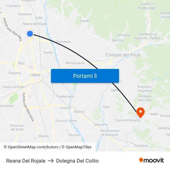 Reana Del Rojale to Dolegna Del Collio map
