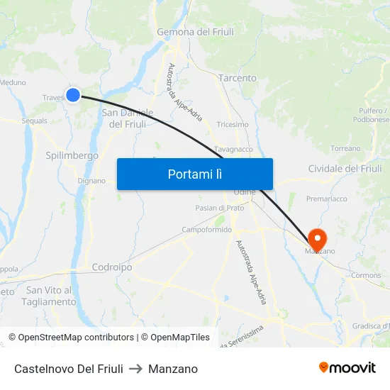 Castelnovo Del Friuli to Manzano map