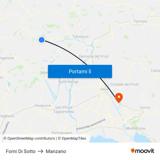 Forni Di Sotto to Manzano map