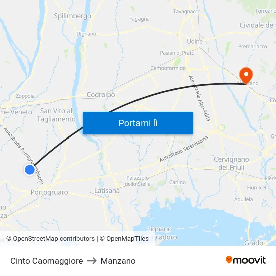 Cinto Caomaggiore to Manzano map