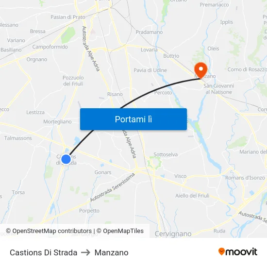 Castions Di Strada to Manzano map