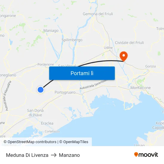 Meduna Di Livenza to Manzano map