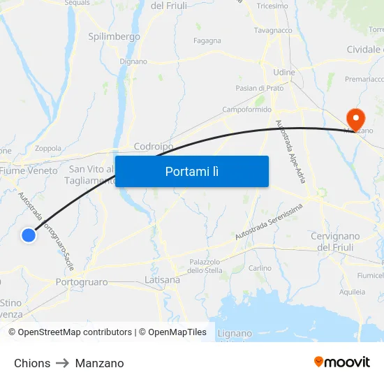 Chions to Manzano map