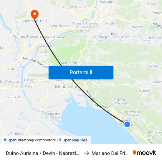 Duino Aurisina / Devin - Nabrežina to Mariano Del Friuli map