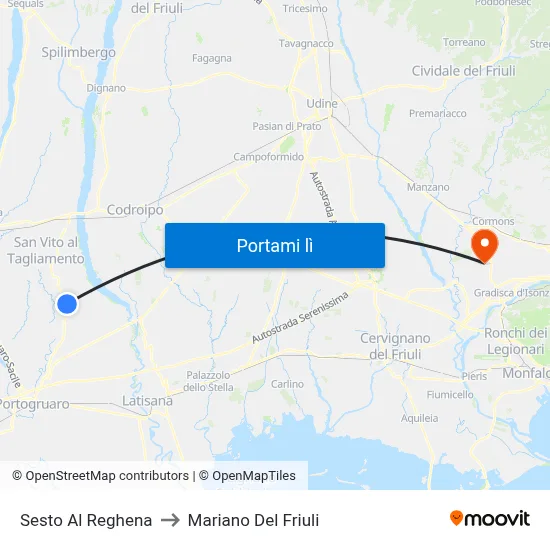 Sesto Al Reghena to Mariano Del Friuli map