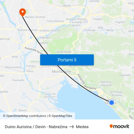 Duino Aurisina / Devin - Nabrežina to Medea map