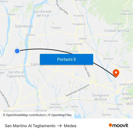San Martino Al Tagliamento to Medea map