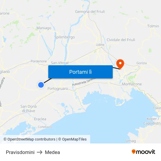 Pravisdomini to Medea map